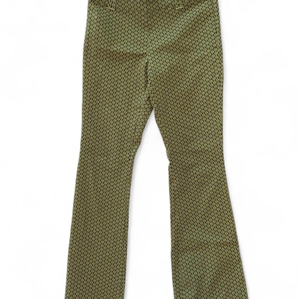 Urban Outfitters Green Geometric Print Flare Pants Mid Rise Retro 70s Style 8